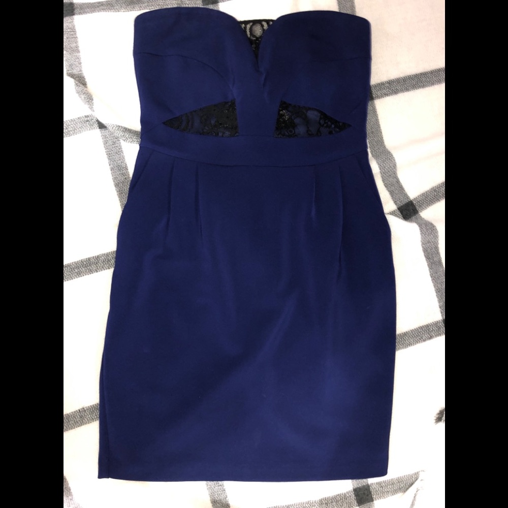 Express Strapless Royal Blue Mini Dress